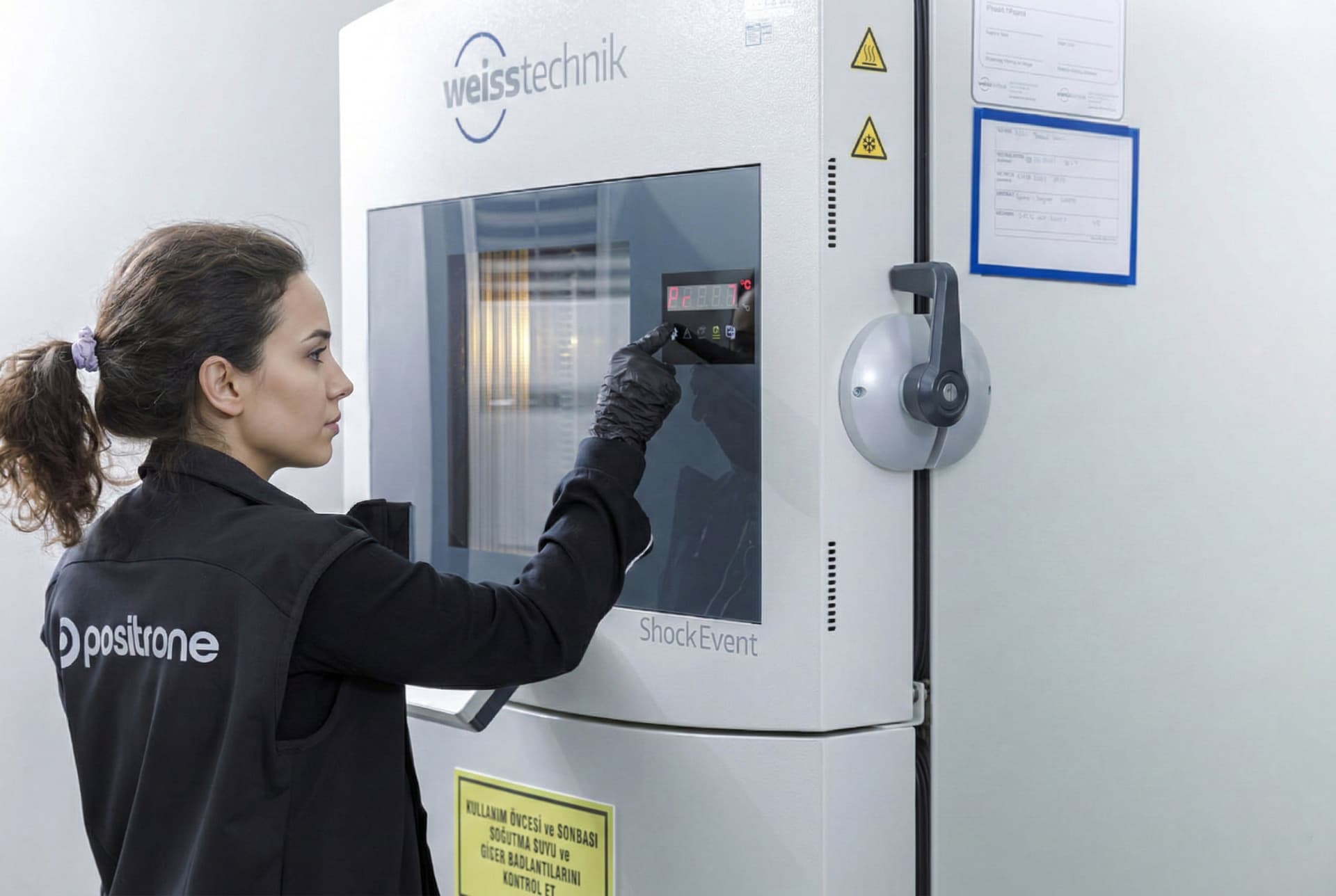 Row of climatic test chambers in Positrone laboratory
