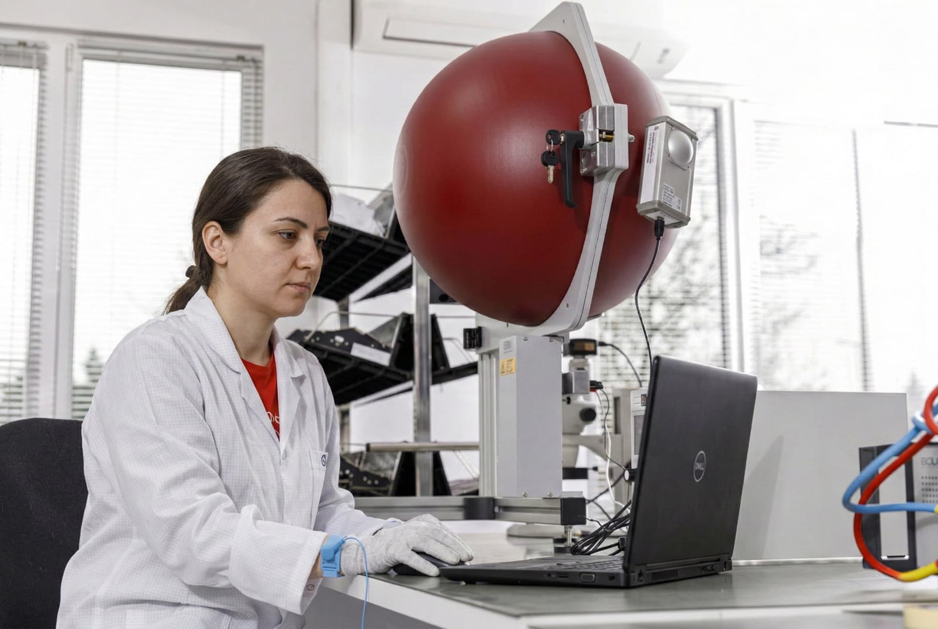 Luminous flux measurement setup with integrating sphere