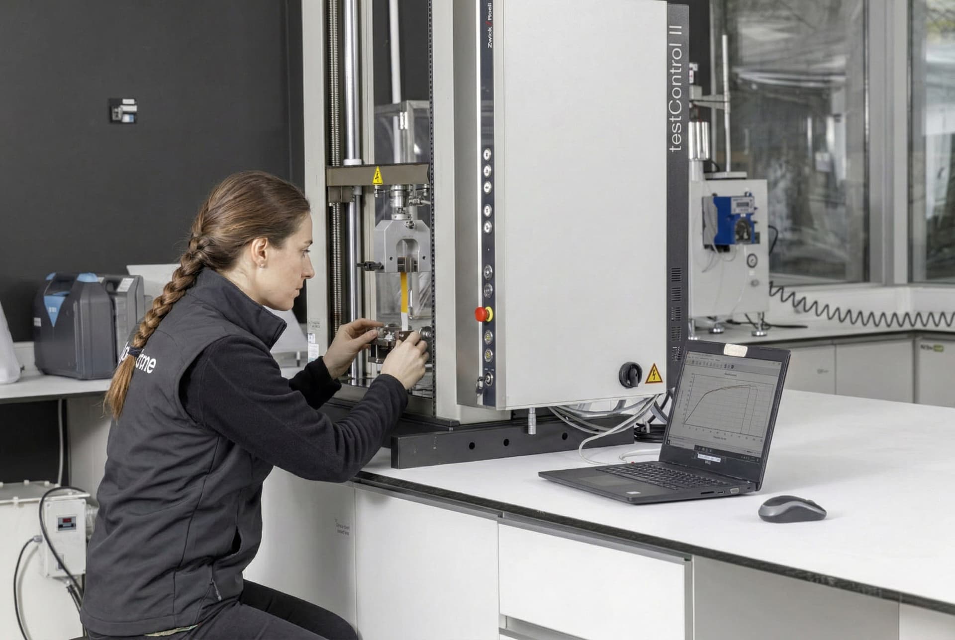 Durability test setup with universal testing machine